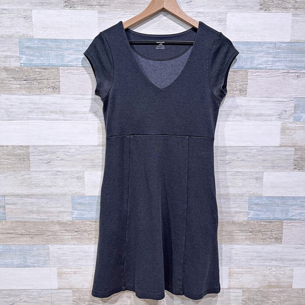 Horny Toad & Co Athleisure Skater Dress Gray Cap Sleeve Tencel Womens Medium